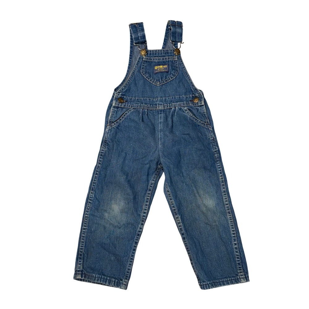 OshKosh B'gosh Overalls Kids 3T‎ Blue Good Vintage Made in USA Vestbak Denim